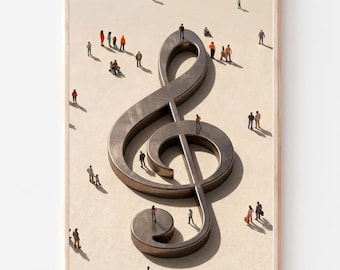 Treble Clef Wall Art, Minimalist Music Print, Orchestra Decor (Digital Download)