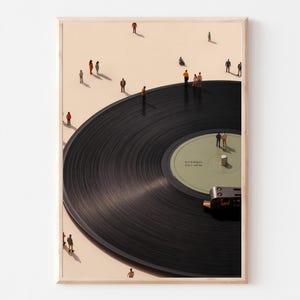 Tiny People Vinyl Record Poster, Retro Music Lover Wall Art, Sage Green Vinyl Poster (Digital Download)