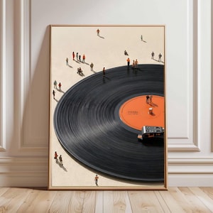 Affiche minimaliste de disque vinyle, art mural rétro musical, œuvre d'art surréaliste (téléchargement numérique) image 2