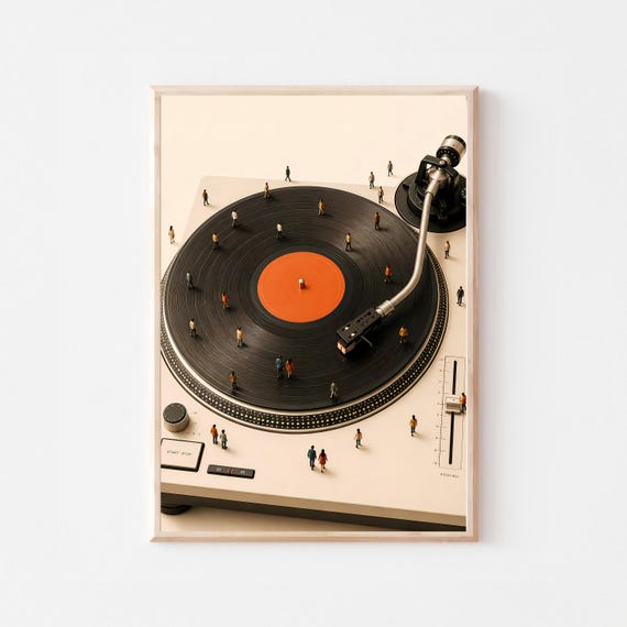 Giant Turntable Poster, Minimalist Vinyl Record Wall Art, Retro Music Decor (Digital Download)