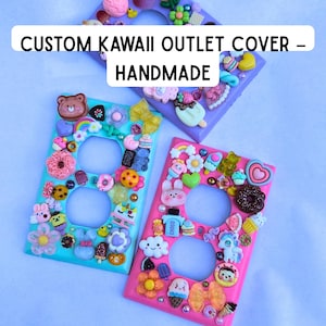 Kawaii Outlet Cover | Decoden Switch Plate | Pastel Wall Decor | Kids Room & Teen Dorm