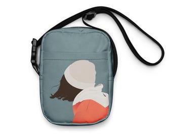Minimalist Crossbody Bag – Girl Illustration Sling, Everyday Travel Shoulder Bag