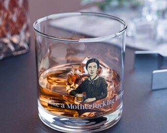 Lit Icon Rocks Glass, Literary Gift, Unique Barware