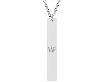 Customized Bar Necklace | Engraved Vertical Pendant | Club Writrix