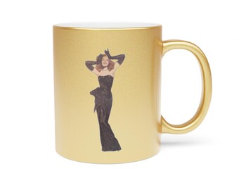 Metallic Silver Mug with Vintage Glam Pin-Up Design