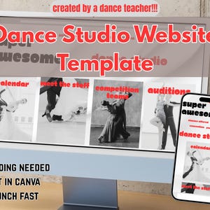 Dance Studio Website Template edit customize launch Dance Teacher Website Canva Template Dance Coach Website Small Studio Business Site