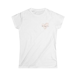 Faith Family Coffee Heart T-Shirt: Women&#39;s Softstyle Tee