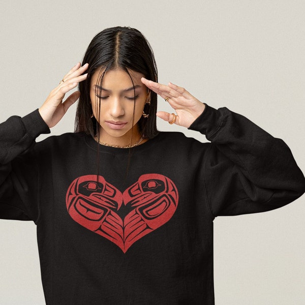 Tlingit style Lovebirds, Unisex Heavy Blend Crewneck Sweatshirt