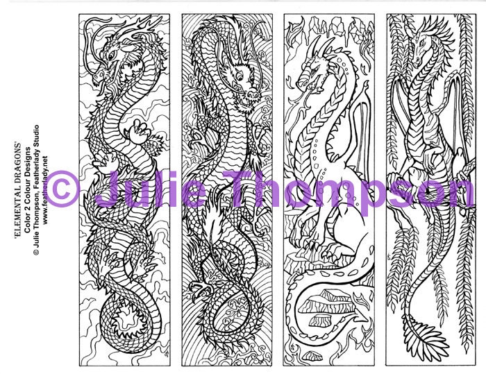 DRAGONS Printable colouring coloring bookmarks for all ages | Etsy