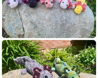 Custom Crocheted Axolotl Stuffed Animal Pet Replica