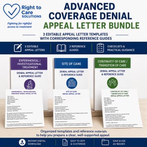 Health Insurance Appeal Letter Templates | Coverage Denial Bundle | Experimental, Site of Care & Continuity Appeals