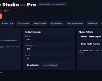 Men's Lifestyle Planner – T-Optimize Studio PRO, Offline HTML (Digital Download)