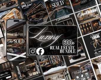 Bundel luxe vastgoedmarketingsjablonen, premium Instagram-merkpost en verhaal