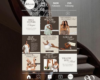 Pilates Instagram Templates | Fitness  Wellness Canva Pack | Yoga & Meditation Social Media Posts