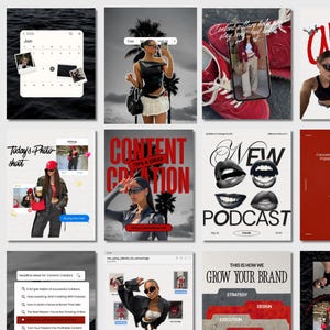 y2k instagram template, scrapbook instagram template, social media manager template, social media manager instagram, content creator instagram, content creator instagram feed, ios core instagram, black and red instagram