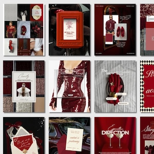 May include: A collage of images with a red and white theme. Includes a red mailbox with text, a sequined dress, a red glove with a ring, and other fashion and design elements. The text "DETAILS TELL STORIES" is visible.