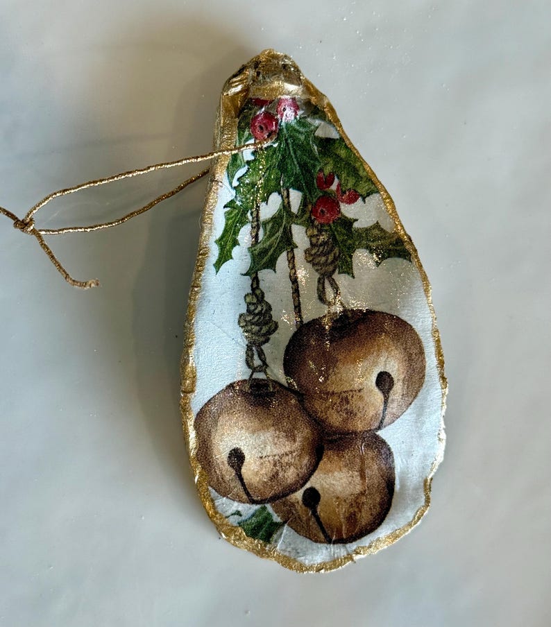 Bell Made From Shell Holiday Bells Oyster Shell Ornament - Etsy