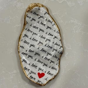I love you oyster shell ornament