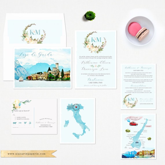 Lake Garda Italy European Destination Wedding Invitation Etsy