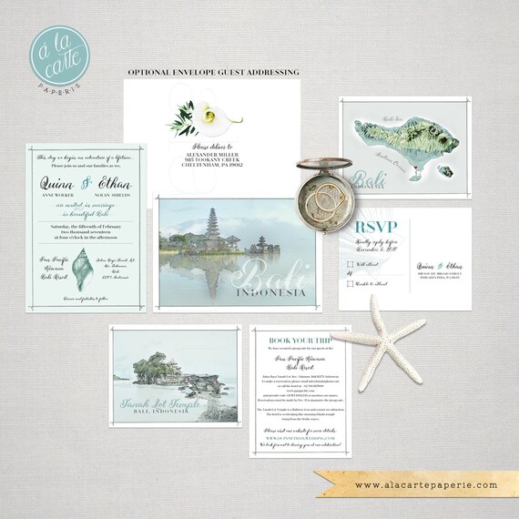Destination Wedding Invitation Bali Indonesia Asia Invitation Etsy