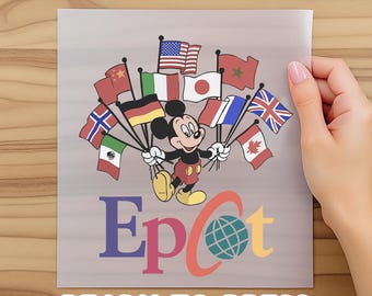 Epcot Dtf Mickey Flags of Nations Vintage 90's Style WDW Unisex Dtf, Disneyland Family Trip, Disney Epcot World Tour Dtf, Dtf Transfer Gifts