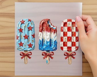 Patriotic Popsicle Bow Dtf Transfer, Preppy 4th Of July Ready To Press Dtf, USA Stars Popsicle Iron On Transfers, Americana Summer Dtf Print
