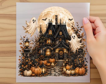 Haunted House Dtf, Halloween Haunted Mansion Dtf, Spooky Ghost Dtf, Pumpkin Dtf, Halloween Dtf, Bats Dtf, Ready to Press, Dtf Transfers Gift