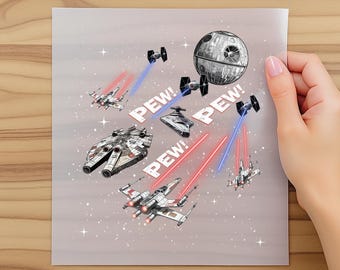 Star Wars Pew Pew DTF Transfer, Star Wars White Pew Pew Ready To Press, Star Wars Characters DTF, Disneyland Trip Transfer, Star Wars Dtf