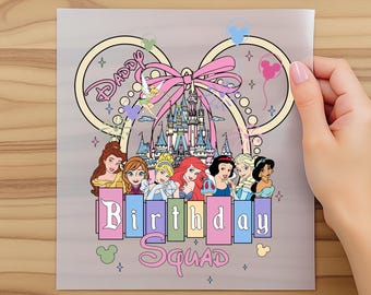 Custom Birthday Princess DTF Transfer, Disney Family Girl Design, Custom Name Kids Birthday Dtf, Pastel Castle Dtf, Disney Princess Dtf Gift