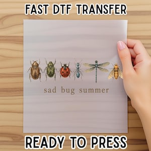 Sad Bug Summer Dtf, Bug Dtf, Cottagecore Insect Dtf, Minimal Nature Gift for Her, DTF Prints Gifts, Summer Design Dtf, Bug Lover Gift Dtf