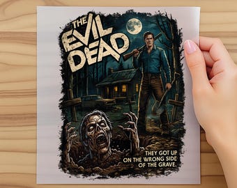 Evil Dead Graphic Dtf, Distressed Washed Horror Movie Dtf, 80s Vintage Scary Film, 80's Horror Classic, Retro 80s Dtf, Dtf Transfer Gifts