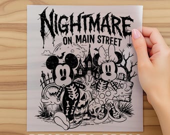 Nightmare On Main Street Dtf, Halloween A Never Ending Nightmare Transfer, Minnie and Mickey Nightmare Ready To Press, Disney Halloween Dtf