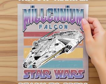 Retro Disney Star Wars Dtf, Millennium Falcon Ship Stripes Dtf, Family Dtf, Star Wars Millennium Falcon 77 Ship, Dtf Transfer,Ready to Press