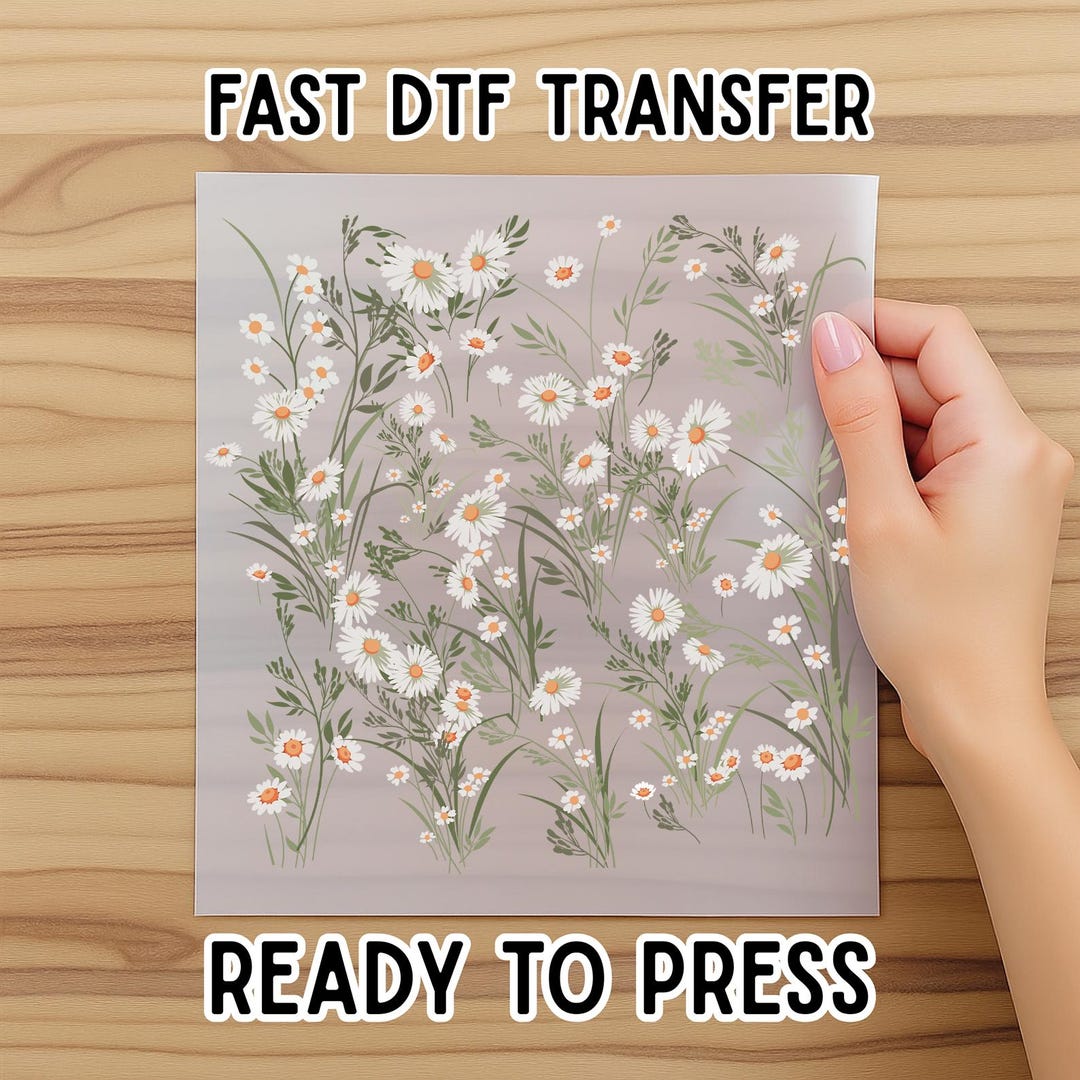 Vintage Daisy DTF Transfer Ready to Press, Floral Wildflower With ...