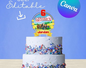 Personalized Roblox Cake Topper Video Game Birthday Party Digital Download