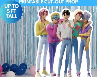 K-Pop Saja Boys Life-Size Cutout Standee Printable Birthday Party Decor Digital Download Canva Template