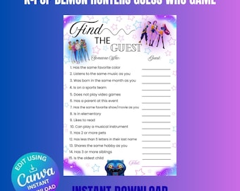 K-pop Find The Guest Birthday Party Game Activity Digital Download Game Template