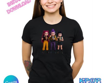K-pop PNG Huntrix PNG Calcomanía Camiseta Huntrix Camiseta Cazadora de demonios K-pop