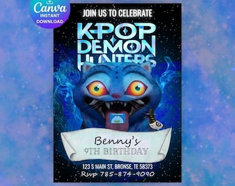 Derpy The Tiger K-Pop Birthday Invitation Printable Party Invite Digital Download K-pop Anime Inspired Party Decor