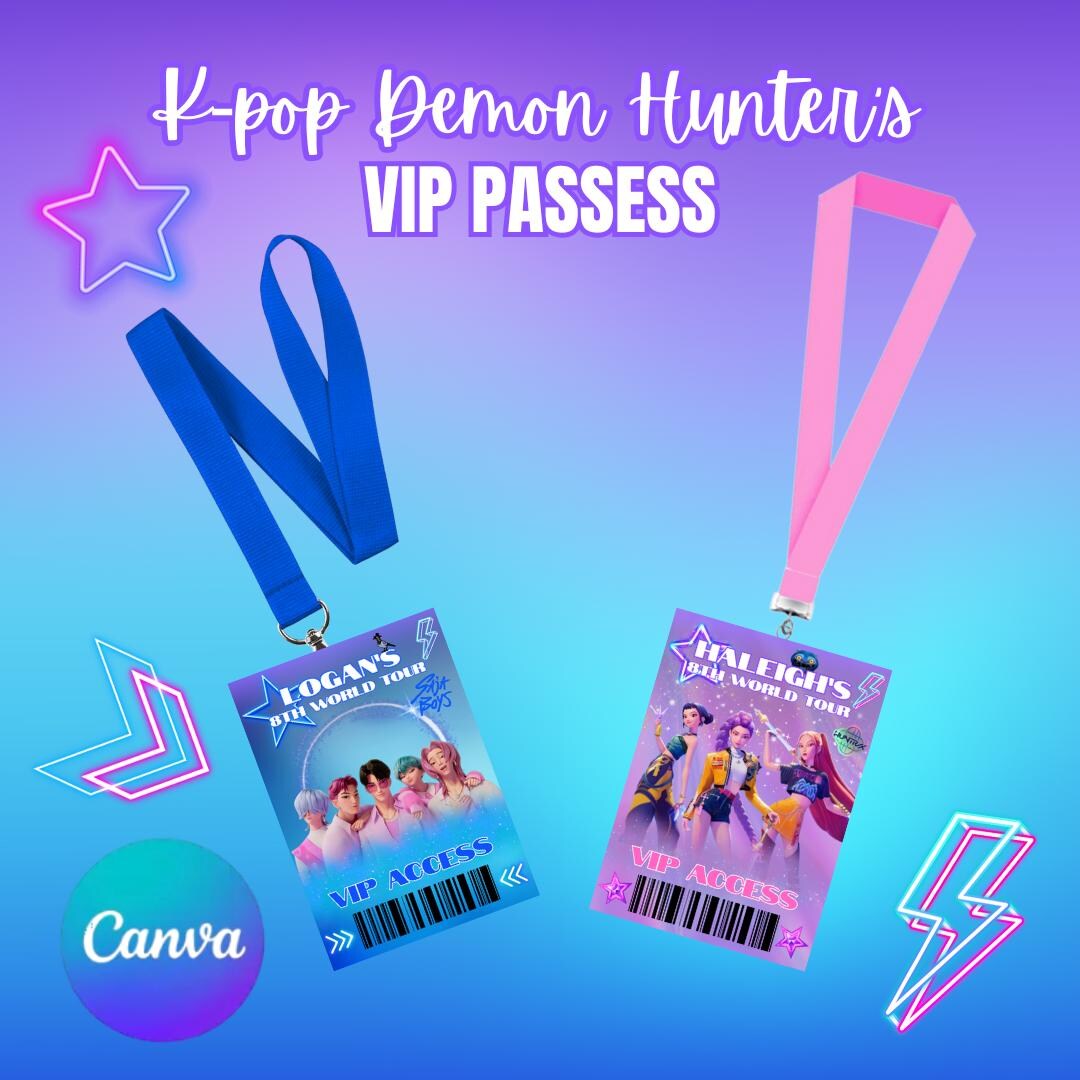 K-pop All Access VIP Passes Huntrixs VIP Badges Kpop Birthday Party ...