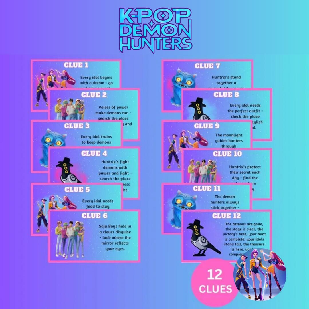 K-pop Anime Tricky Scavenger Hunt Clues Riddles Game Party Pop ...