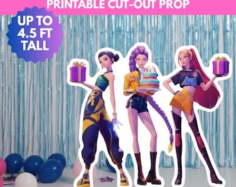 K-Pop Party Life-Size Cutouts Theme Birthday Decor Printable K-Pop Girls Group Huntrixs Standee Party Decoration