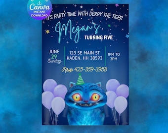 Derpy Tiger Birthday Invitation K-pop Theme (Digital Download)