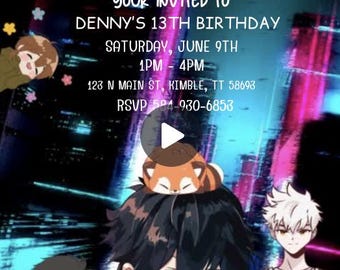 Plantilla de descarga digital de cómic de invitación digital de anime para adolescentes