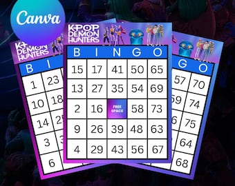 Kpop Huntrix Saja Boys BINGO-spel Digital nedladdning Utskrivbart partyspel Kpop födelsedagsfest Pyjamasaktivitetsmall