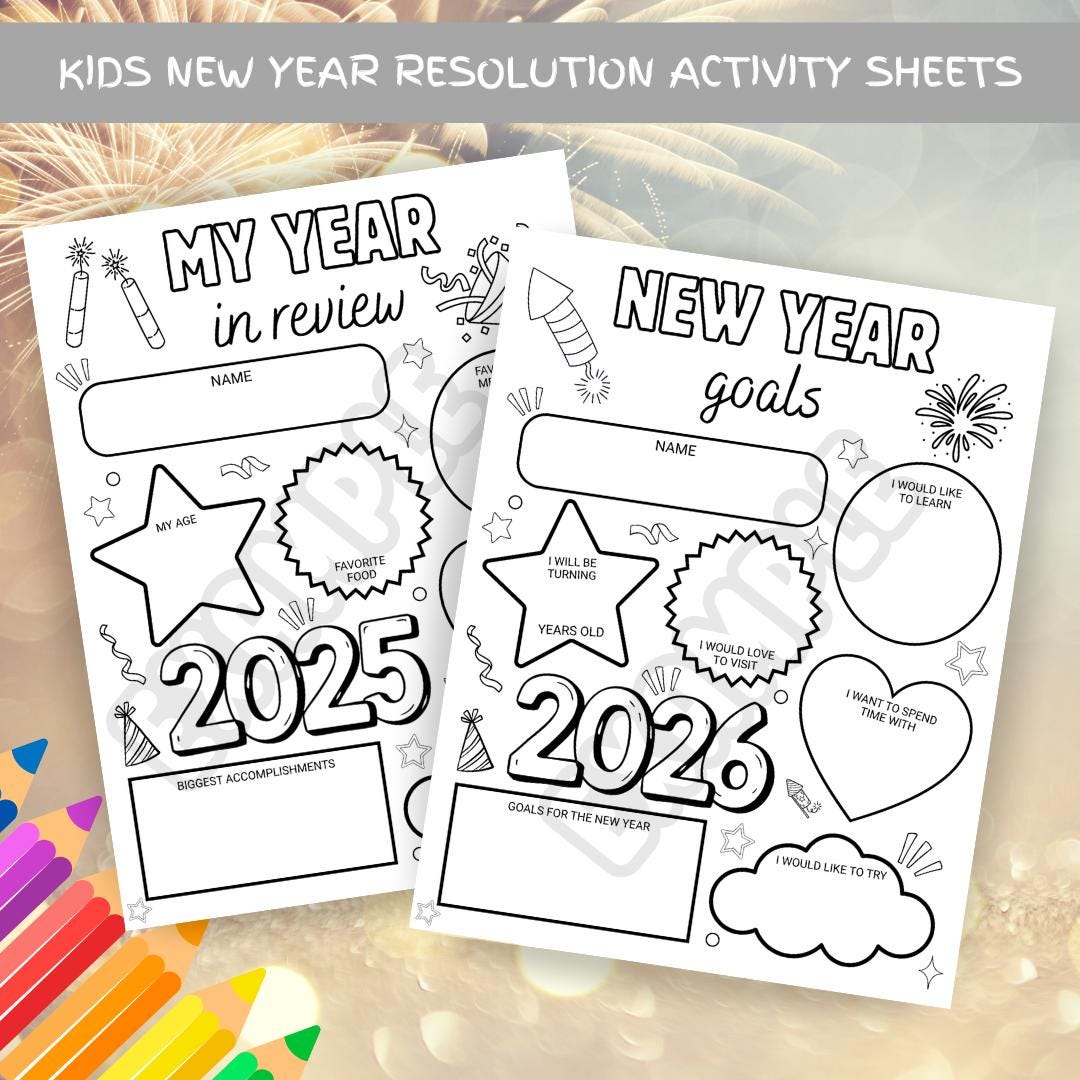 New Year's Resolution Printable for Kids Year Recap Goals For The…