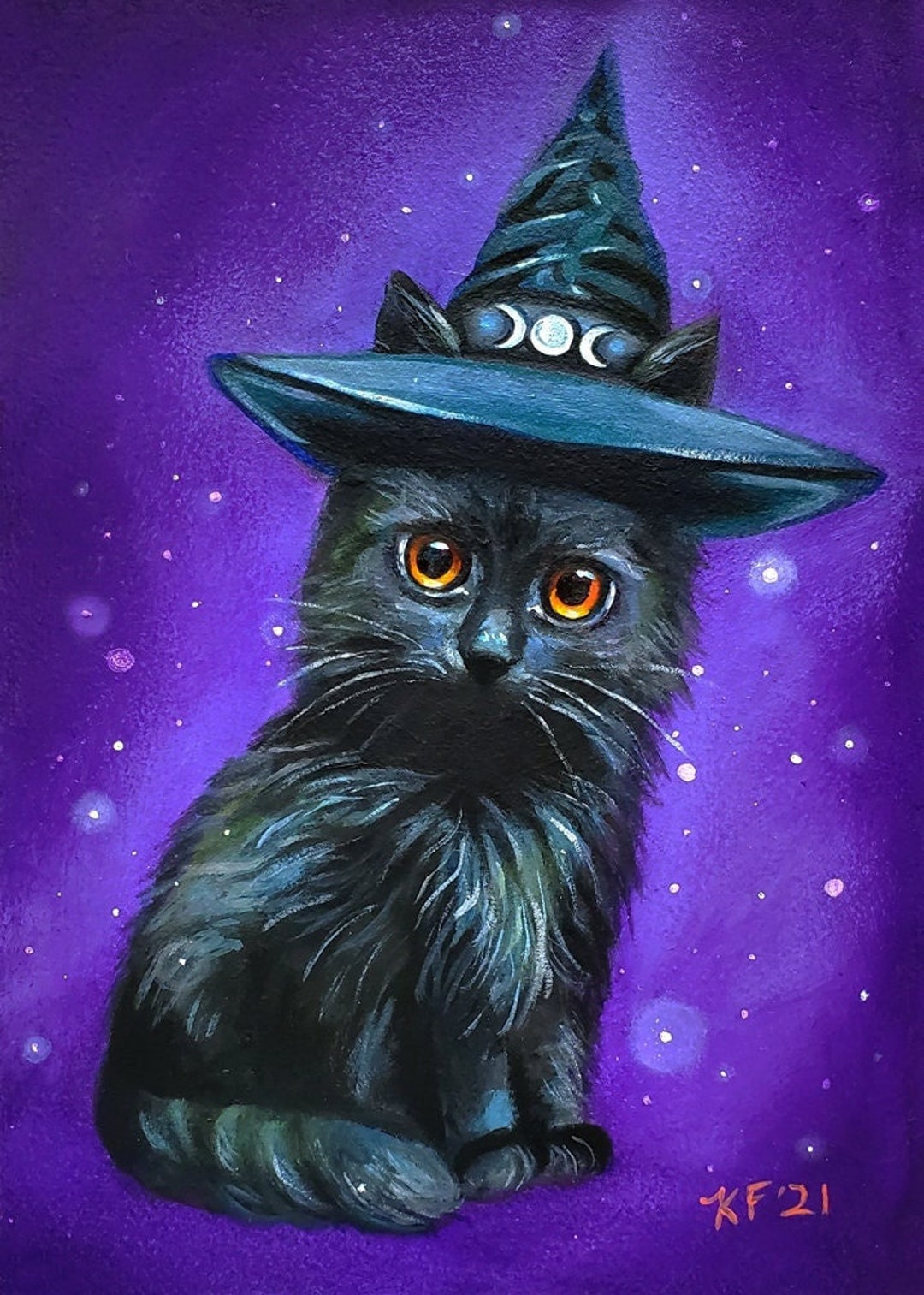 Kitten Witch Art Print Black Cat Art Wiccan Art Witchcraft - Etsy