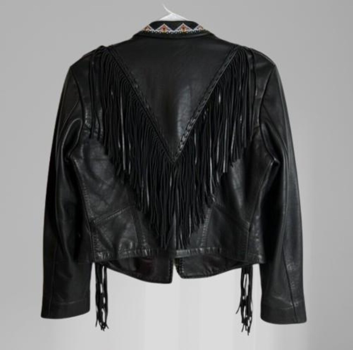 Women's Fringe Leather Beaded Jacket |Western Cowgirl Coat | Nashville Rodeo Vintage Style, foto 2 di 5
