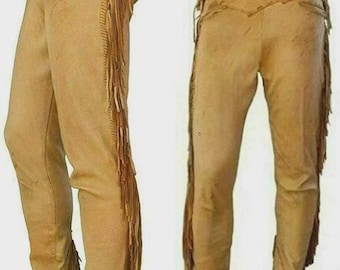 Pantalones de gamuza con flecos: estilo vaquero con un toque occidental para hombre