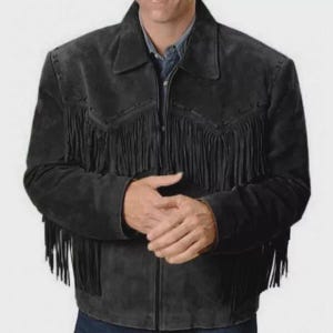 Jaqueta masculina de camurça com franjas estilo cowboy ocidental, jaqueta de couro com franjas estilo nativo americano